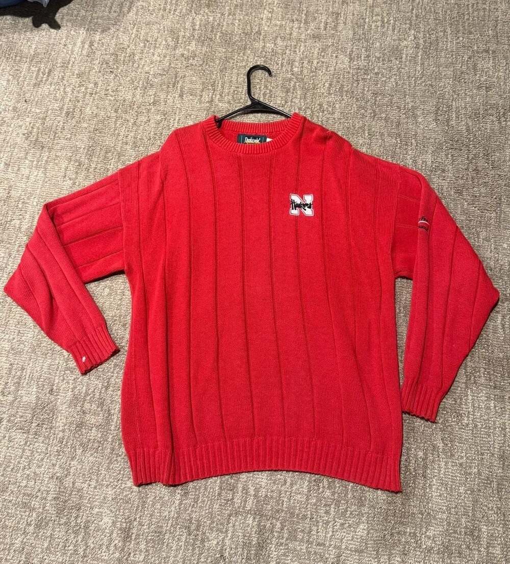 Dunbrooke Nebraska Cornhuskers Red Ribbed Knit Crew Neck Sweater XL